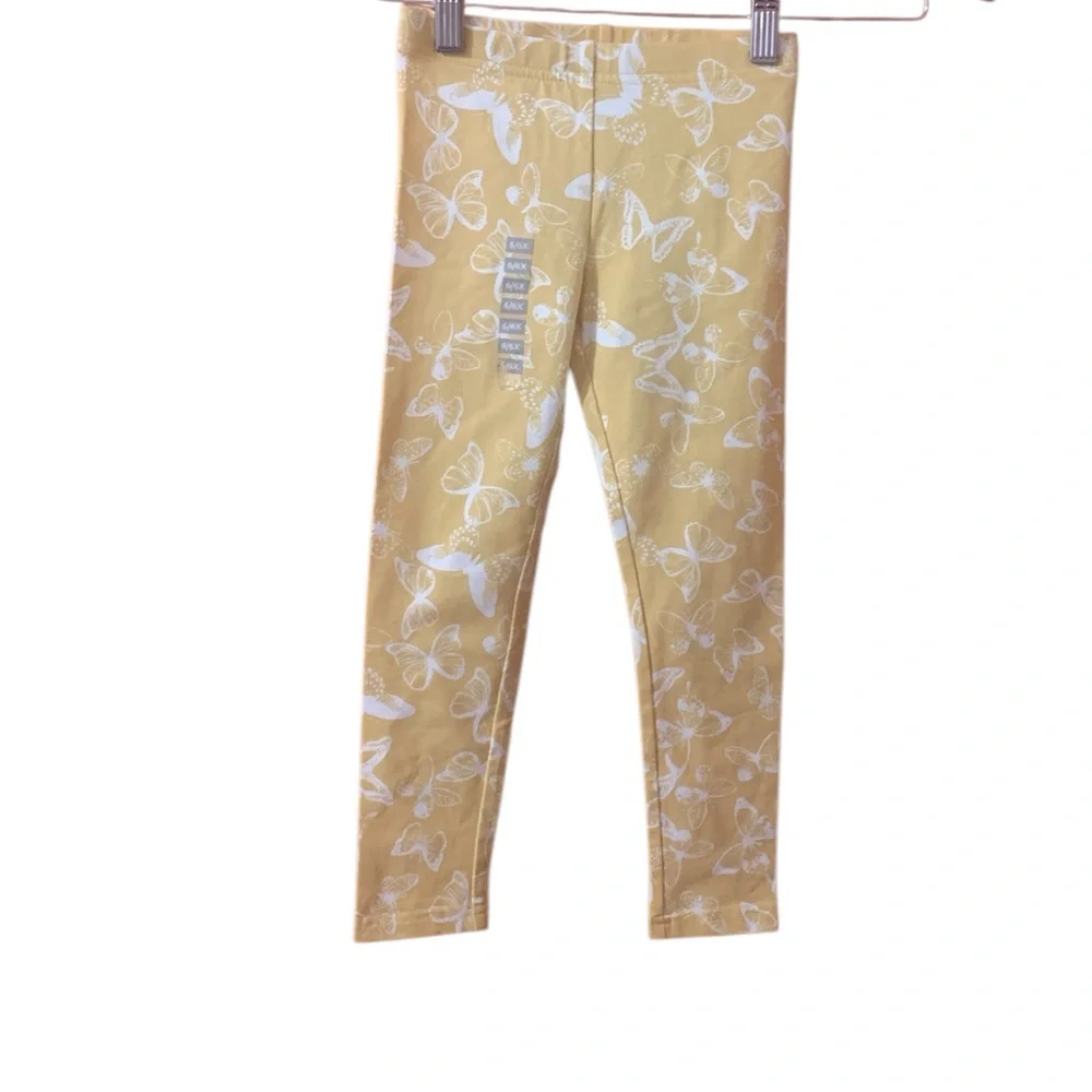 OshKosh Yellow Butterfly Print Girls Leggings 6/6X
